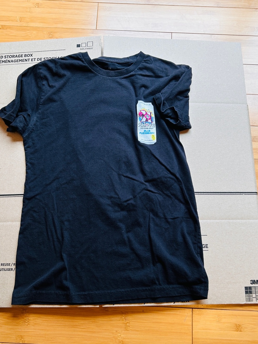 Black Mens Shove Day Graphic Tee with Colorful Pocket Print